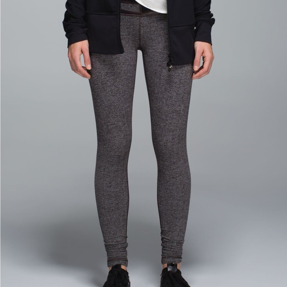 Lululemon Wunder Under Low Rise Heathered Herringbone Leggings